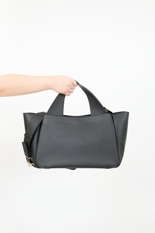 Cuyana Black Leather Mila Satchel Bag