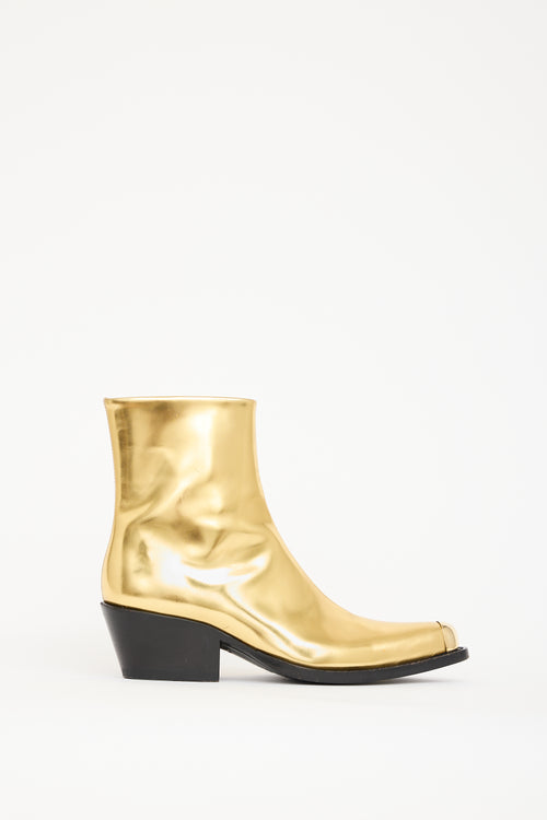 Calvin Klein 205W39NYC Gold Leather Ankle Boot