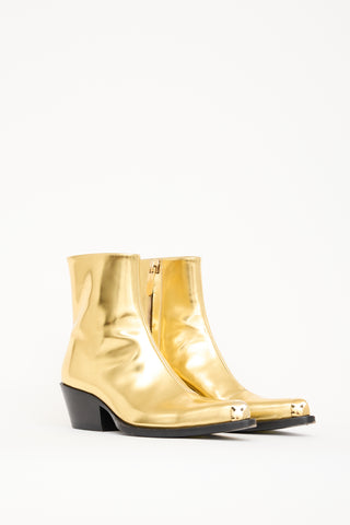 Calvin Klein 205W39NYC Gold Leather Ankle Boot