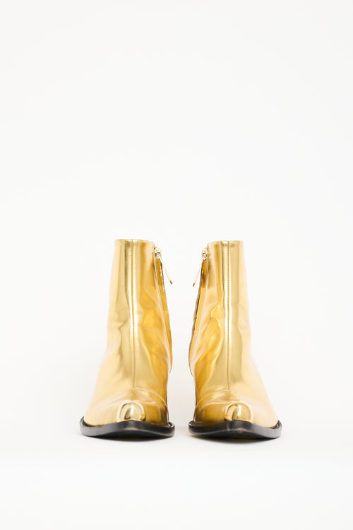 Calvin Klein 205W39NYC Gold Leather Ankle Boot