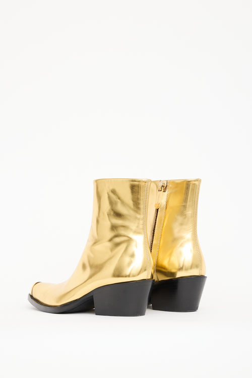 Calvin Klein 205W39NYC Gold Leather Ankle Boot