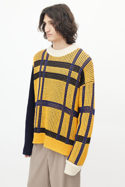 Calvin Klein 205W39NYC Yellow 
Navy Shaker Knit Sweater