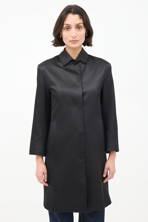 Calvin Klein Black Silk Mid Length Coat