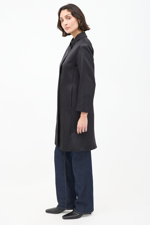 Calvin Klein Black Silk Mid Length Coat