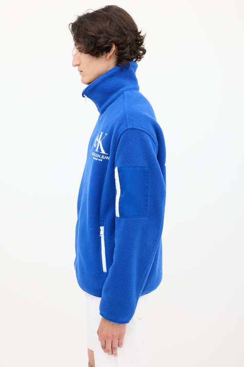 Calvin Klein Jeans Blue Fleece Logo Zip Jacket