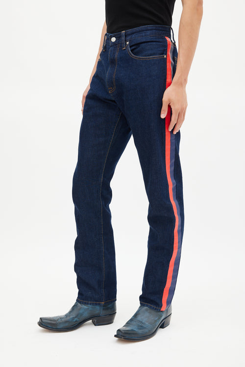 Calvin Klein Jeans Navy 
Red CKJ035 Dark Wash Striped Jeans