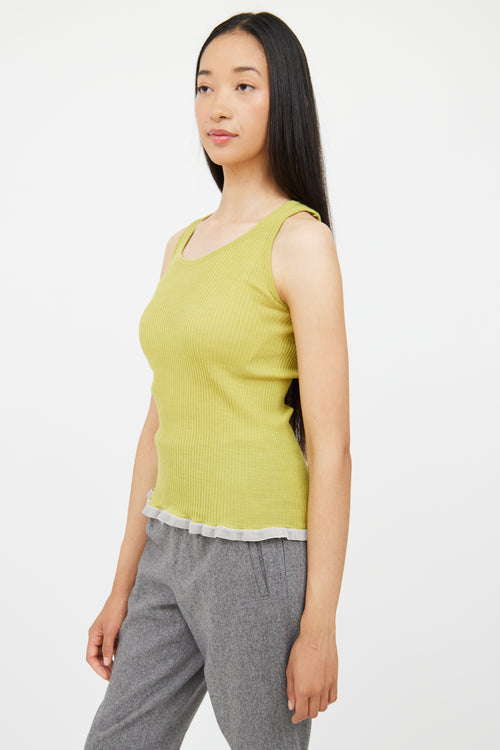 Calvin Klein Green 
Grey Ribbed Button Top