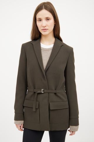 Green Collar Belted Blazer