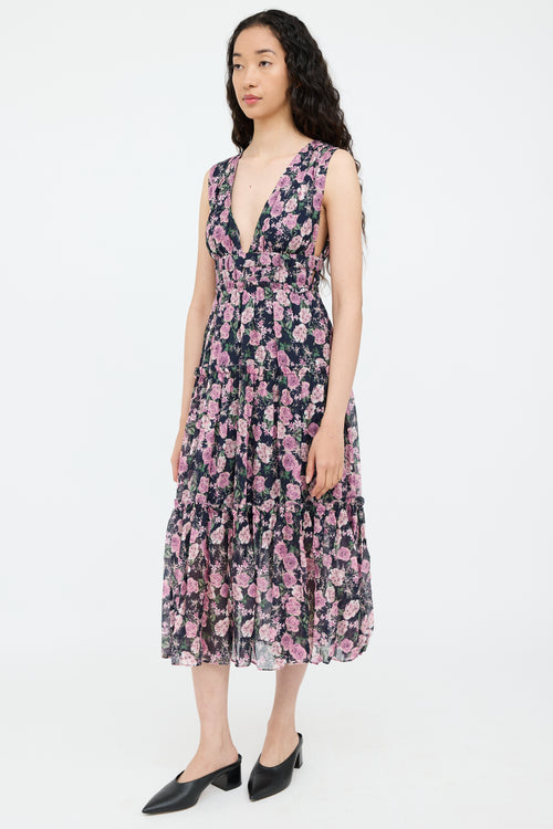 Purple Floral Hedy Maxi Dress