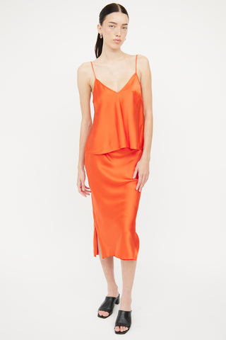 Cami NYC Orange Silk 2 Tank 
Skirt Two Piece Set