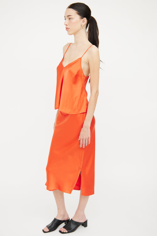 Cami NYC Orange Silk 2 Tank 
Skirt Two Piece Set