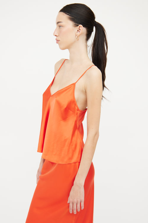 Cami NYC Orange Silk 2 Tank 
Skirt Two Piece Set