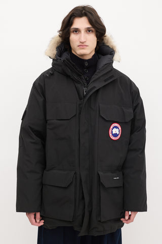 Canada Goose Black Down 
Fur Trim Expedition Jacket