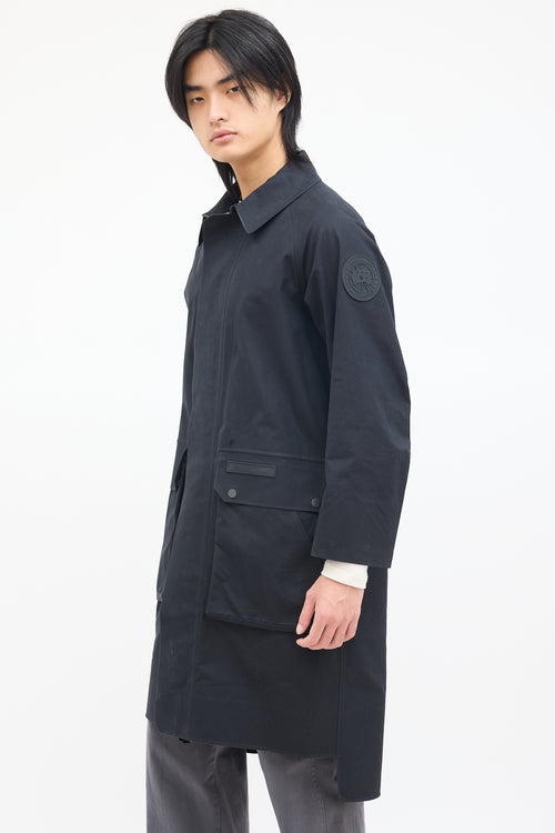 Canada Goose Black Nylon Long Lumen Trench Coat