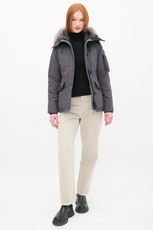 Canada Goose Dark Grey Montebello Down 
Fur Hood Jacket