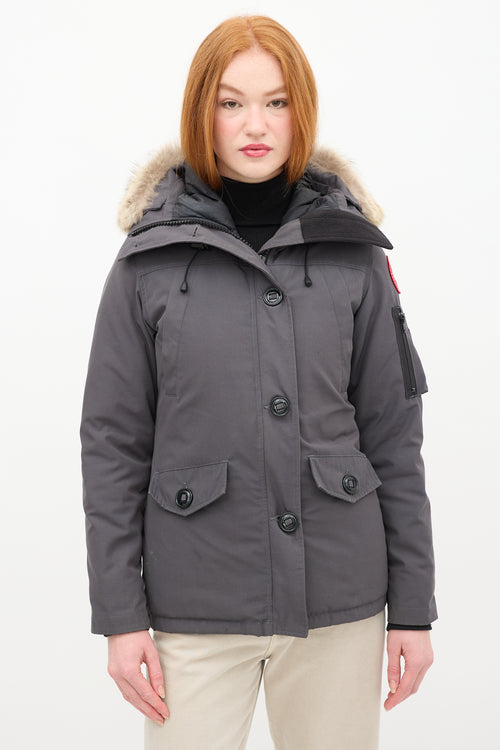 Canada Goose Dark Grey Montebello Down 
Fur Hood Jacket