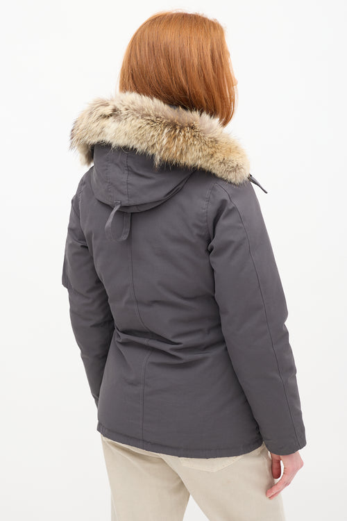 Canada Goose Dark Grey Montebello Down 
Fur Hood Jacket