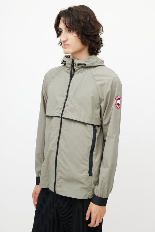 Canada Goose Green 
Black Hooded Nylon Jacket