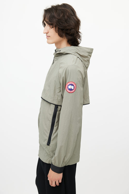 Canada Goose Green 
Black Hooded Nylon Jacket