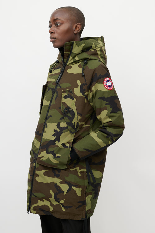 Canada Goose Green 
Brown Split Hood Camo Coat