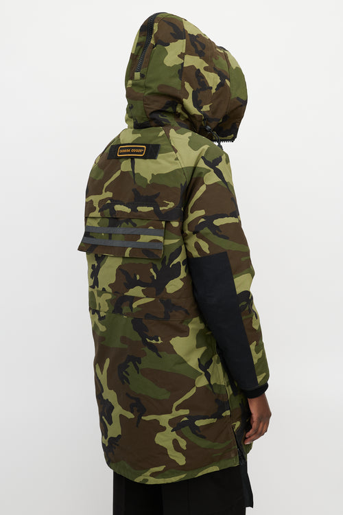 Canada Goose Green 
Brown Split Hood Camo Coat