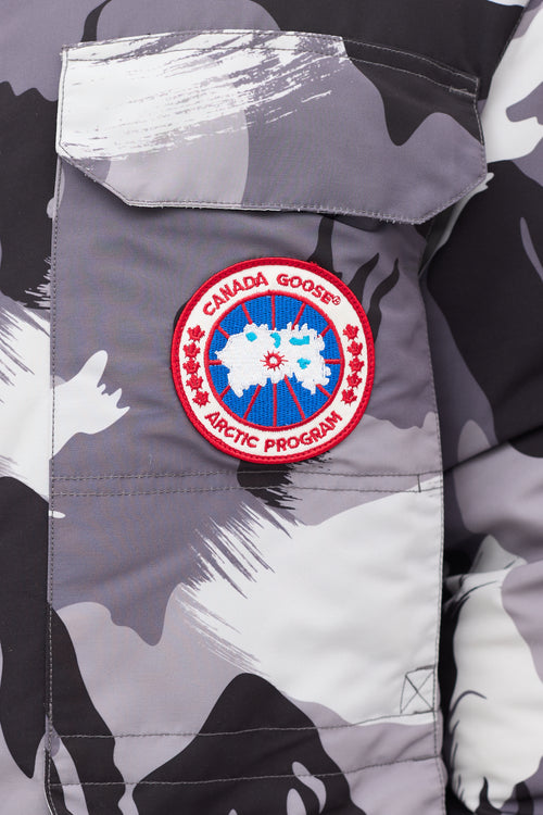 Canada Goose Grey Down 
Fur Trim Camo Expedition Jacket