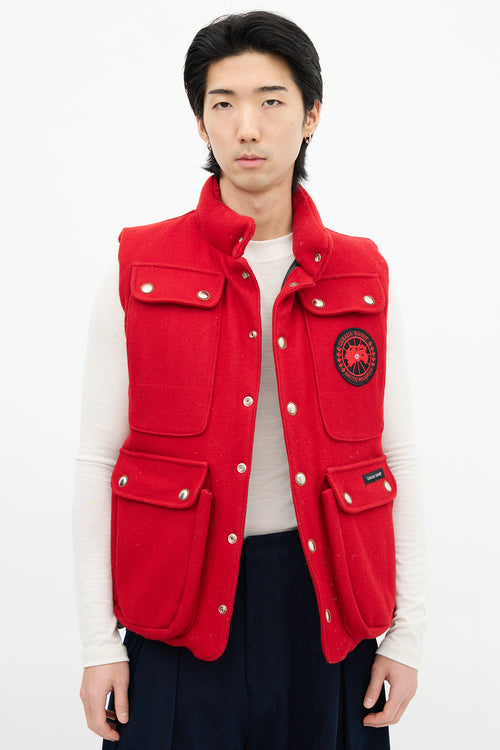 Canada Goose Red Down 
Wool Cargo Pocket Vest