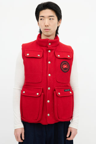 Canada Goose Red Down 
Wool Cargo Pocket Vest