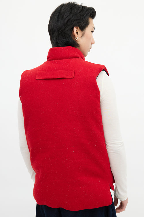 Canada Goose Red Down 
Wool Cargo Pocket Vest