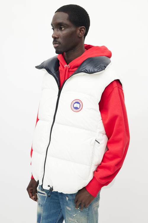 Canada Goose X Angel Chen White 
Navy Bayan Reversible Down Vest