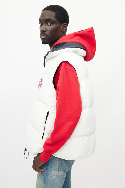 Canada Goose X Angel Chen White 
Navy Bayan Reversible Down Vest