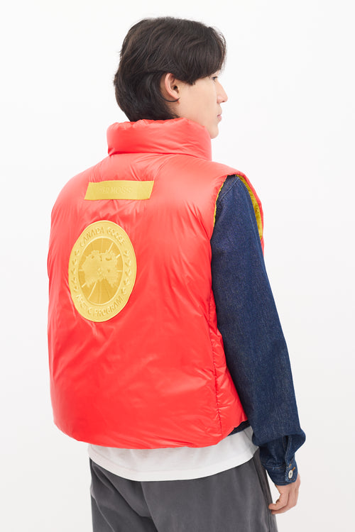 Canada Goose X Pyer Moss Red 
Yellow Down Puffer Vest