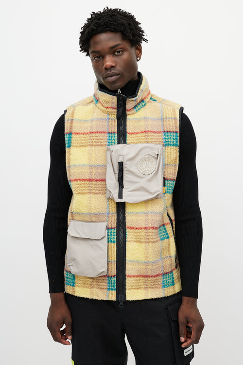 Canada Goose X Union Yellow 
Multicolour Plaid Fleece Vest