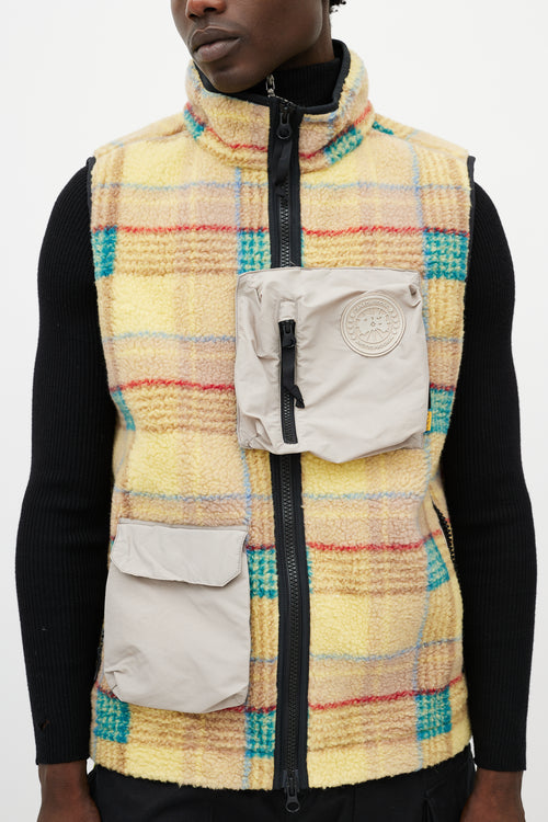 Canada Goose X Union Yellow 
Multicolour Plaid Fleece Vest