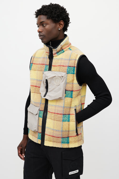 Canada Goose X Union Yellow 
Multicolour Plaid Fleece Vest