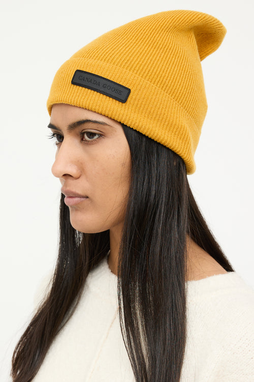 Canada Goose Yellow Ribbed Knit Beanie