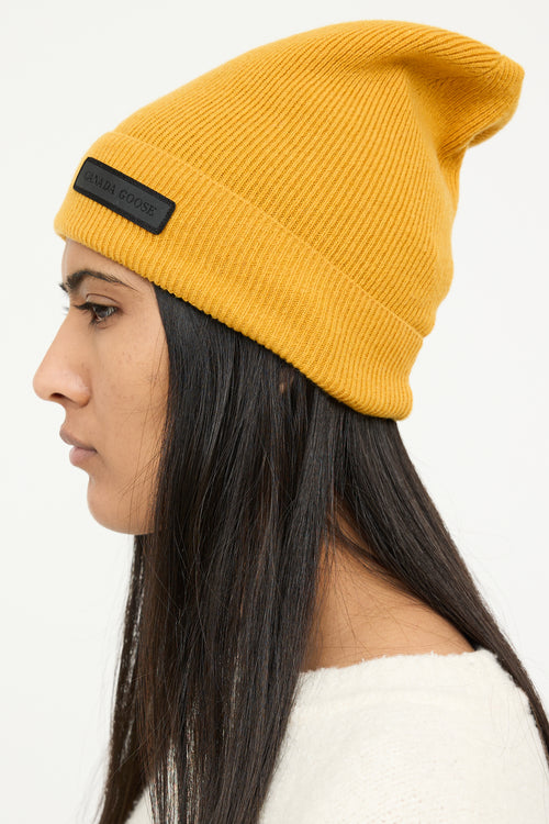 Canada Goose Yellow Ribbed Knit Beanie