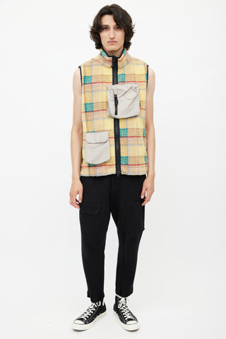 Canada Goose x Union Yellow 
Multicolour Plaid Fleece Vest