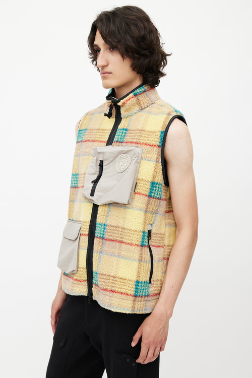 Canada Goose x Union Yellow 
Multicolour Plaid Fleece Vest