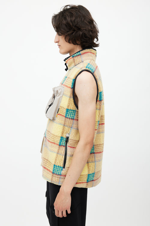 Canada Goose x Union Yellow 
Multicolour Plaid Fleece Vest