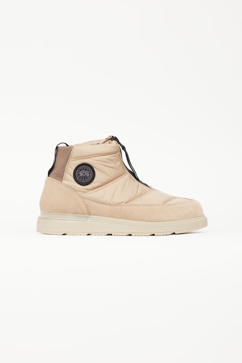 Canada Goose Beige 
Brown Suede Puffer Ankle Boot