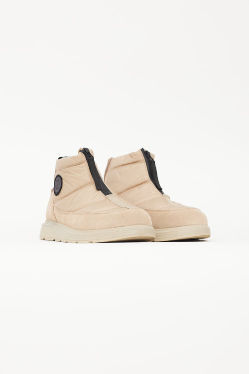 Canada Goose Beige 
Brown Suede Puffer Ankle Boot