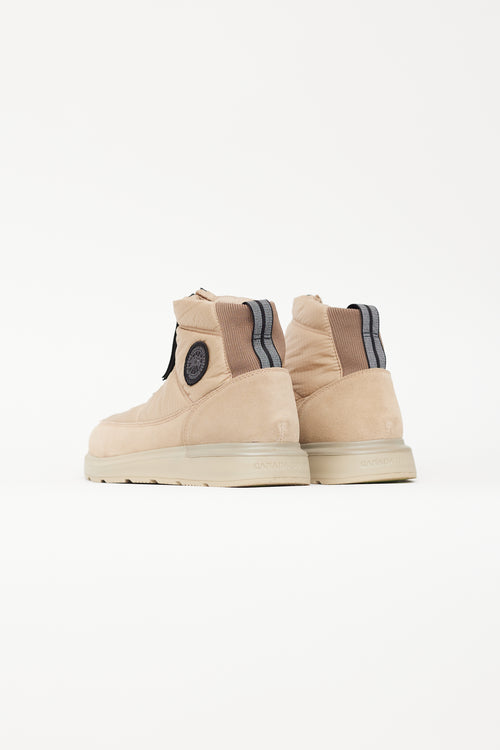 Canada Goose Beige 
Brown Suede Puffer Ankle Boot