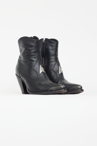 Golden Goose Black Leather Nora Cowboy Boot