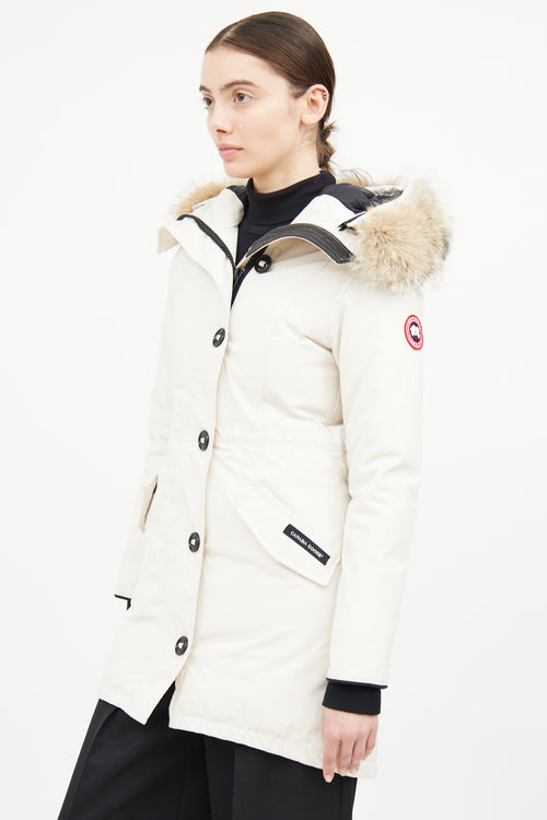 Canada Goose White Rossclair Parka Coat