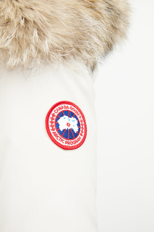 Canada Goose White Rossclair Parka Coat