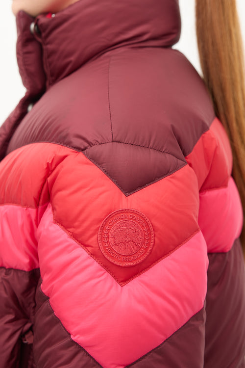 Canada Goose X Reformation Pink Reversible Mila Puffer Jacket