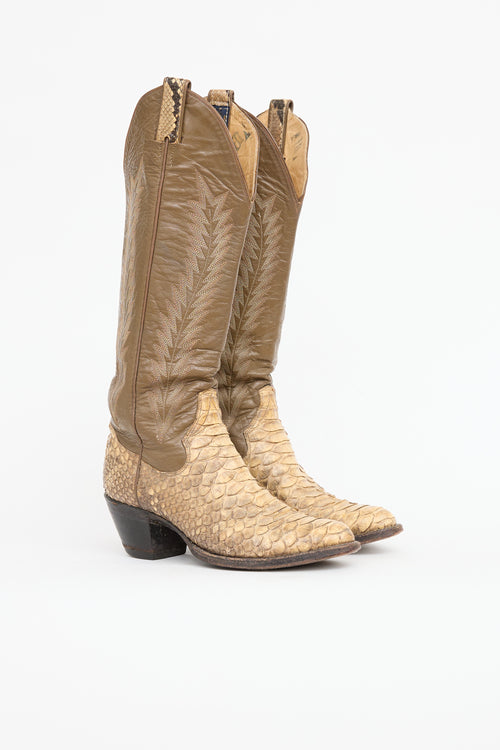 Panhandle Textured Leather Knee High Cowboy Boot