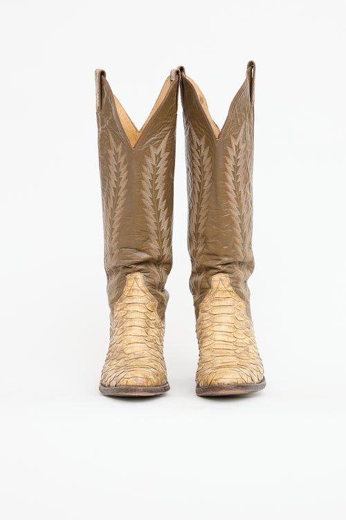 Panhandle Textured Leather Knee High Cowboy Boot