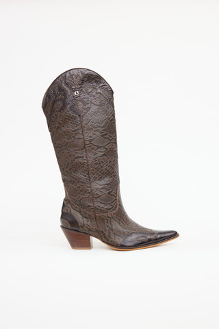 Carmen Steffens Leather Textured Cowboy Boot